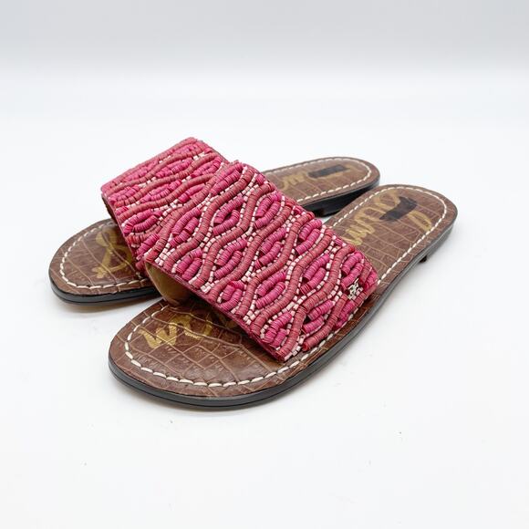 Sam Edelman Gunner Mini Girls Sandal Pink Brown Beaded Detail Size 3 - Picture 1 of 8